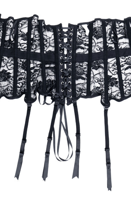 Black Lace Straps Lace-up Bustier Corset Top