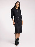 Black Tie Waist Midi Dress