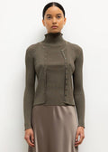 Blake Rib Crew Cardigan (Moss)