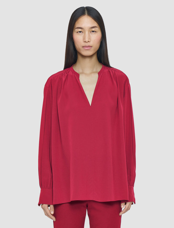 Red Blondel Crepe de Chine Silk Blouse - Joseph