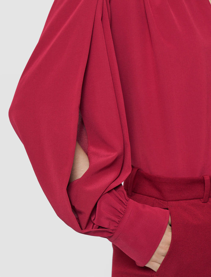 Red Blondel Crepe de Chine Silk Blouse - Joseph