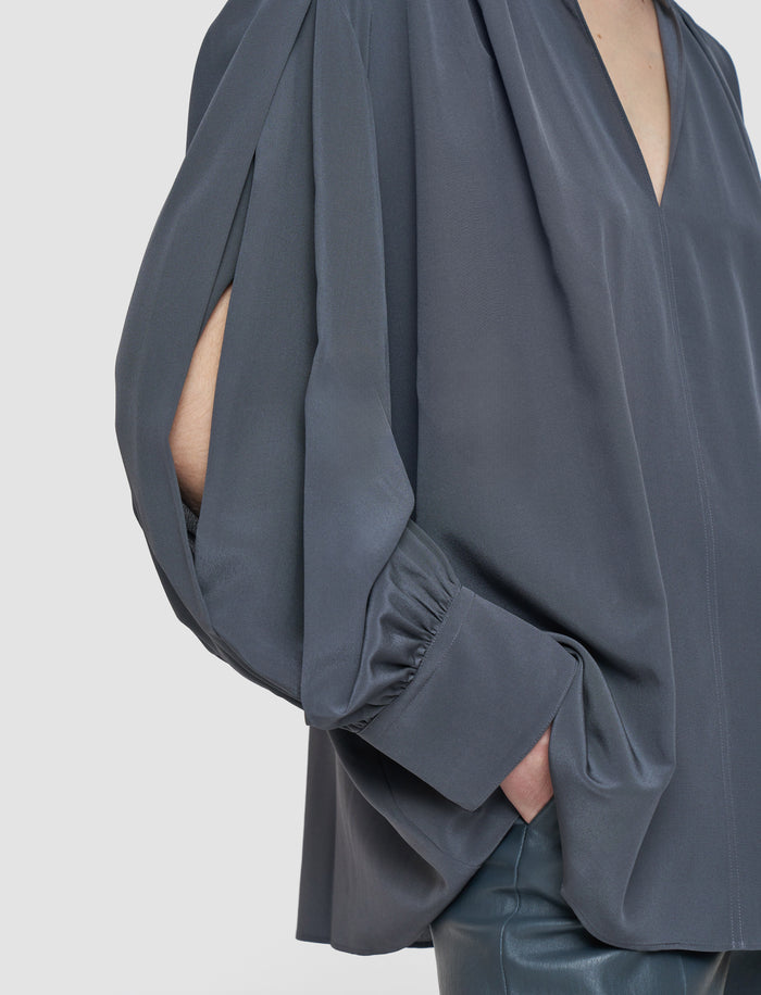 Grey Blondel Crepe de Chine Silk Blouse - Joseph