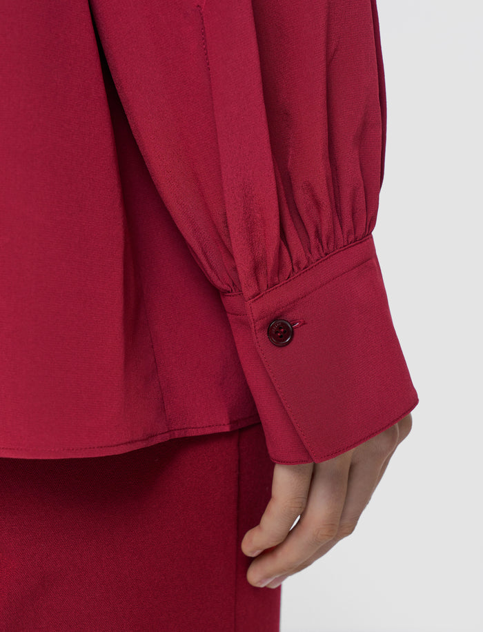 Red Blondel Crepe de Chine Silk Blouse - Joseph