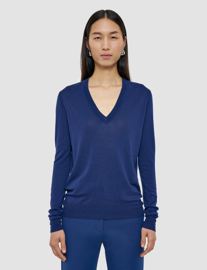Blue Cashair V Neck Jumper - Joseph