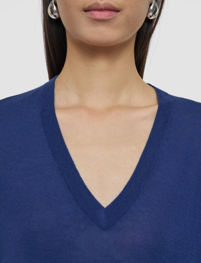 Blue Cashair V Neck Jumper - Joseph