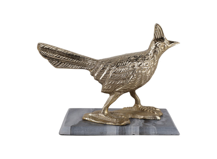 COPPER BIRD AND MARBLE STATUARY
