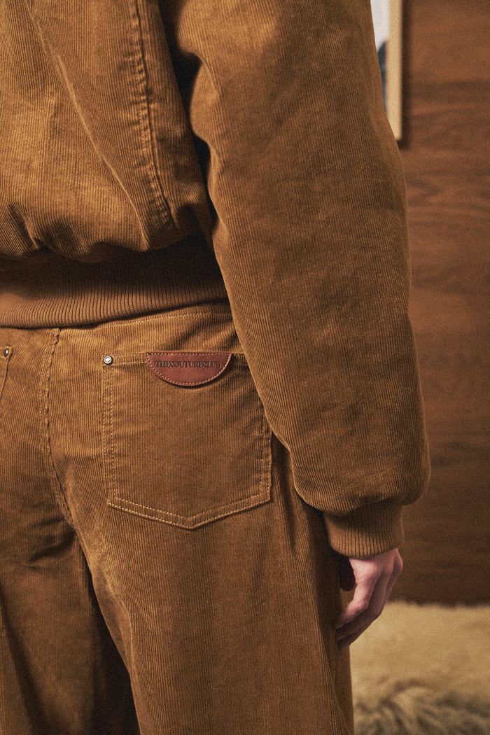 CORD BARREL LEG TROUSERS - TAN
