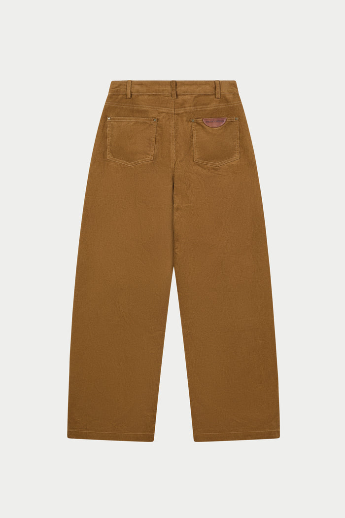 CORD BARREL LEG TROUSERS - TAN