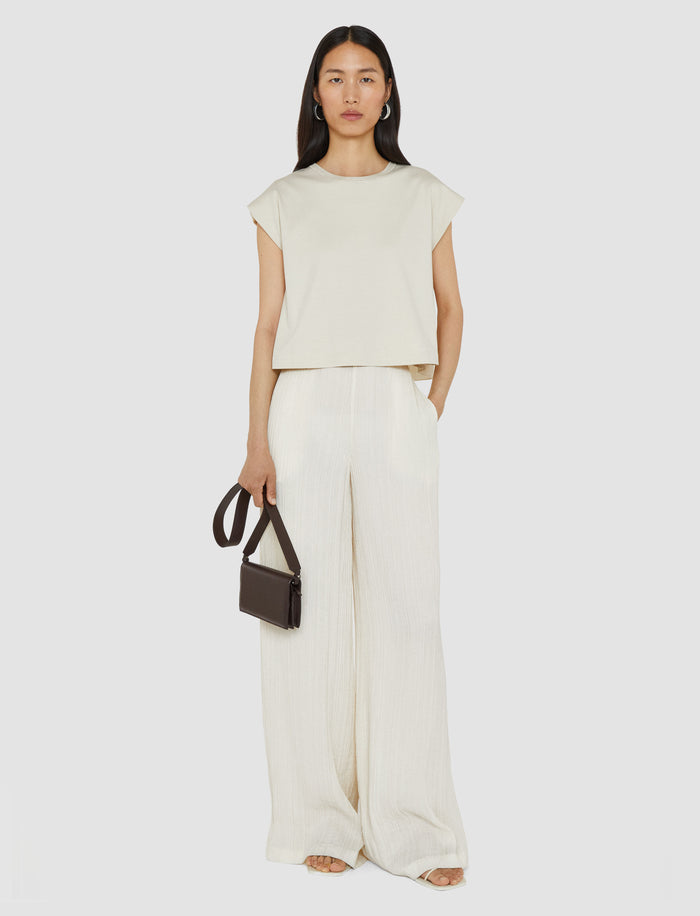 Cotton Poplin Jersey Round Neck T-Shirt