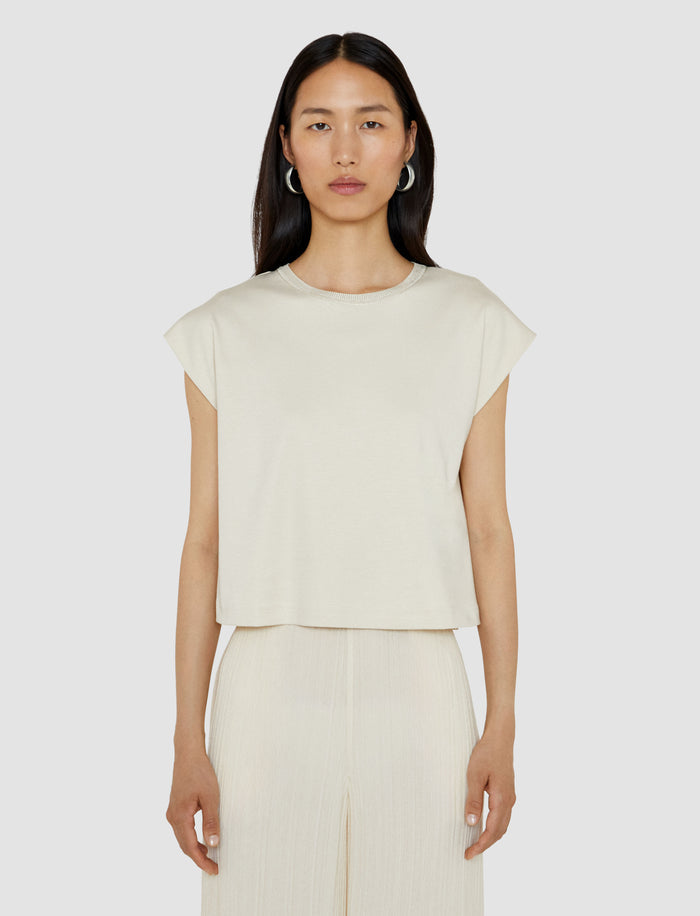 Cotton Poplin Jersey Round Neck T-Shirt