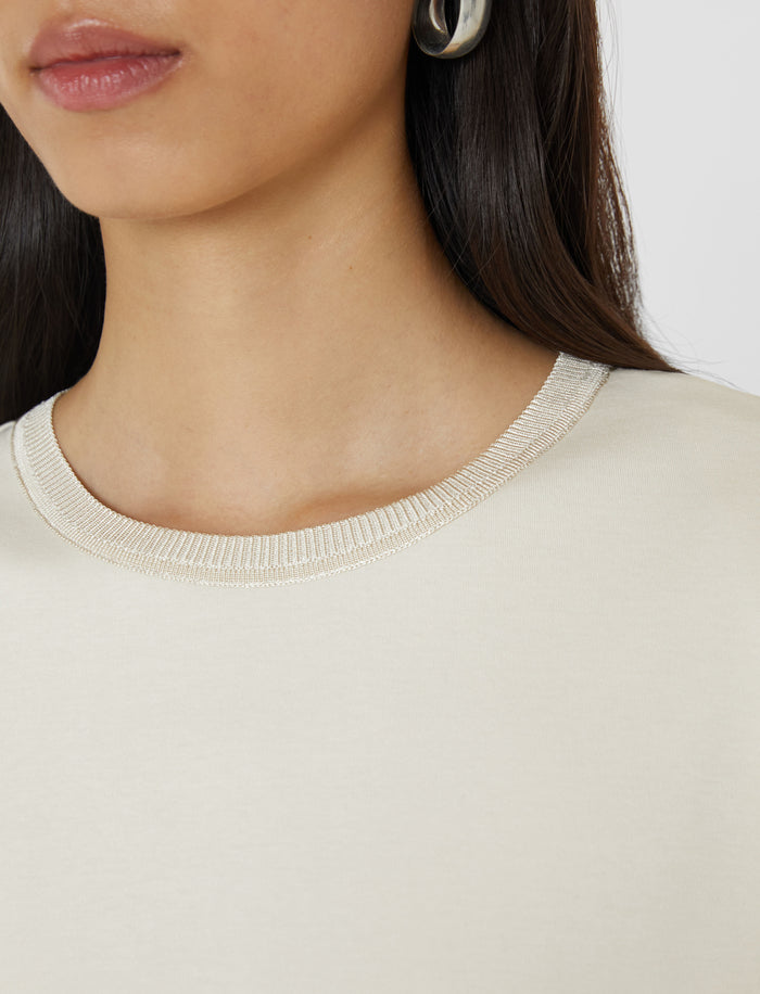 Cotton Poplin Jersey Round Neck T-Shirt