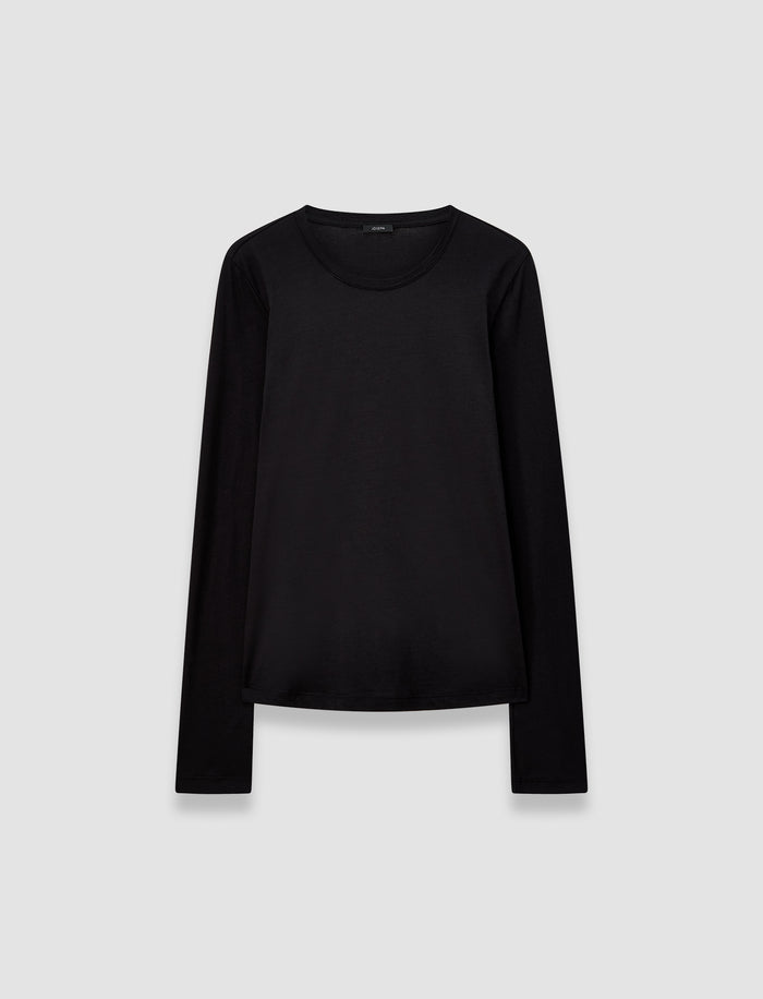 Cotton Silk Jersey Long Sleeve T-Shirt