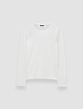 White Cotton Silk Jersey Long Sleeve T-Shirt - Joseph