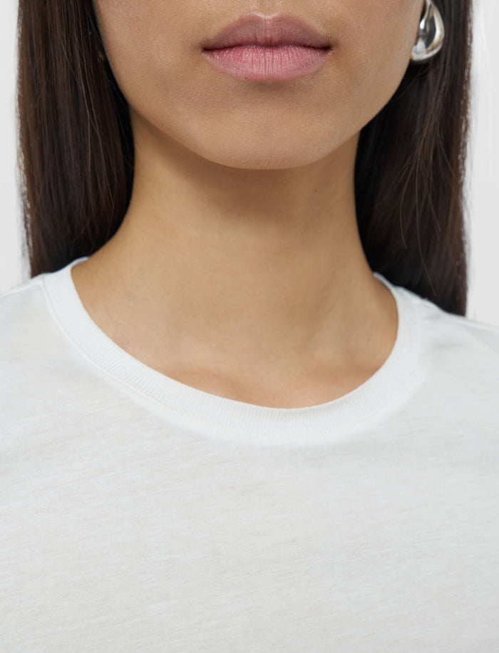 White Cotton Silk Jersey Long Sleeve T-Shirt - Joseph