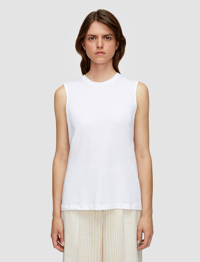 White Cotton Silk Jersey Tank Top - Joseph