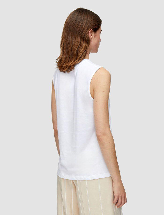 White Cotton Silk Jersey Tank Top - Joseph