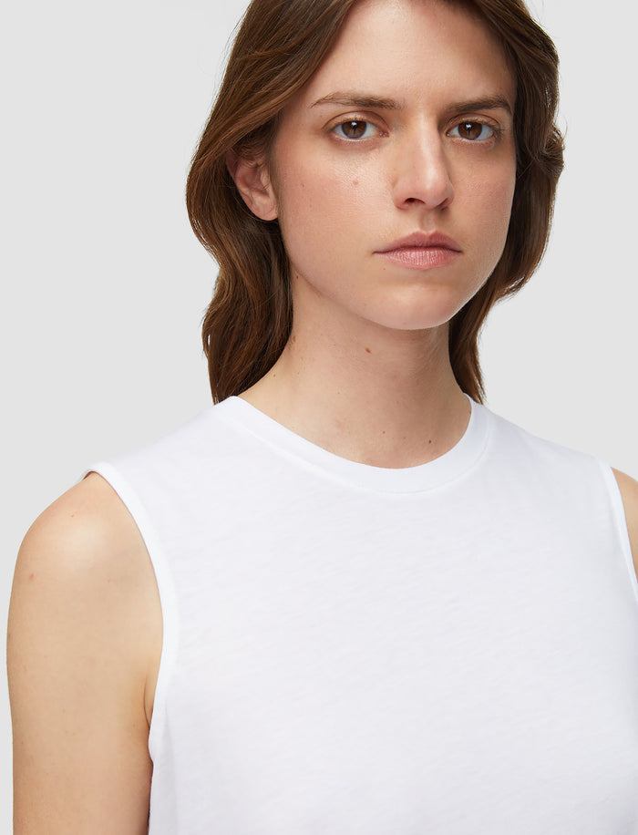 White Cotton Silk Jersey Tank Top - Joseph