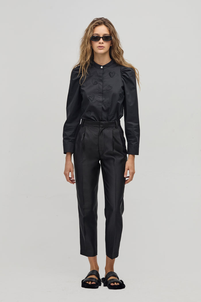 Cuore Poplin Shirt - Black