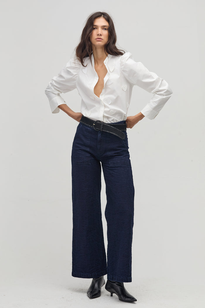 Cuore Poplin Shirt - White