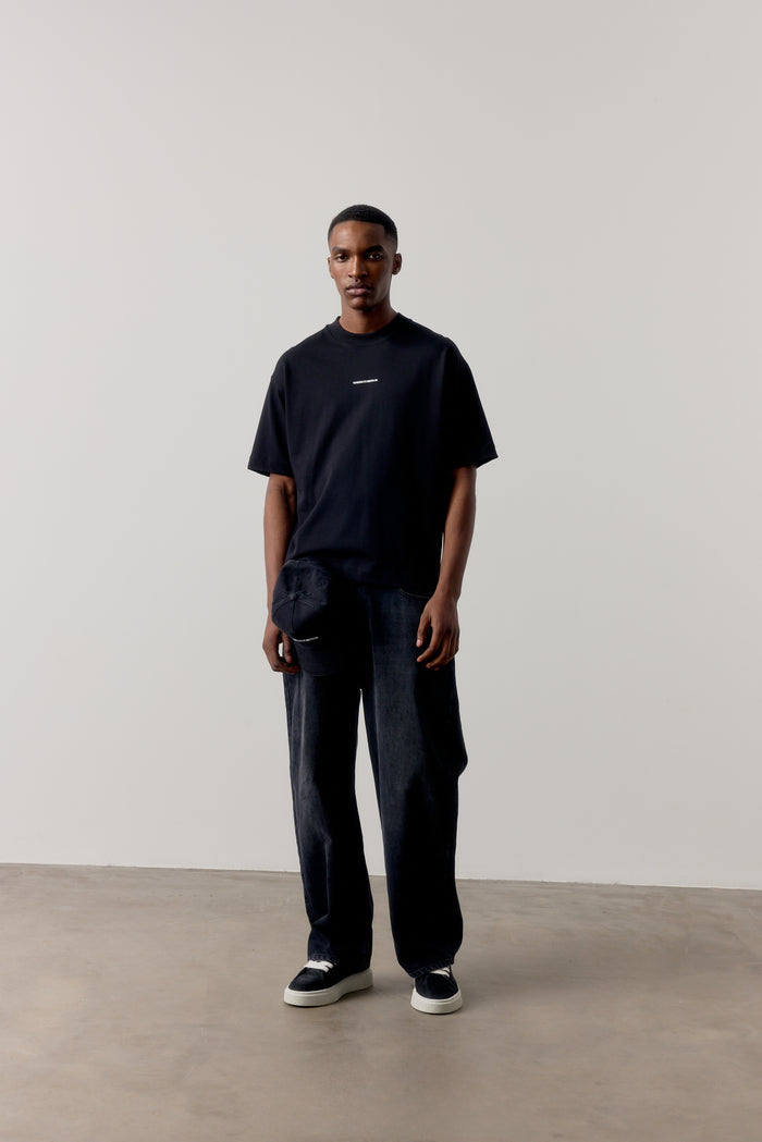 DOUBLE MICRO COPYRIGHT PRINT T-SHIRT - BLACK