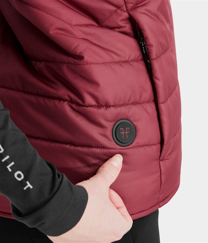 E-Kelvin | Dark Red | Vest Doudoune d'équitation sans manches chauffante femme| Horse Pilot