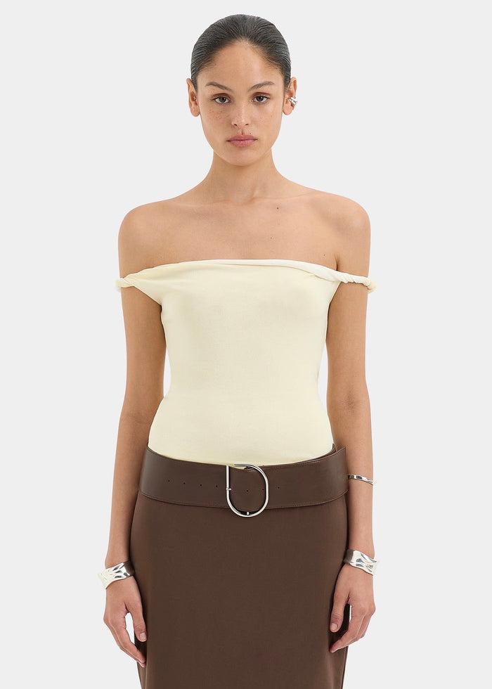 Elia Off Shoulder Twist Top (Lemon Sorbet)
