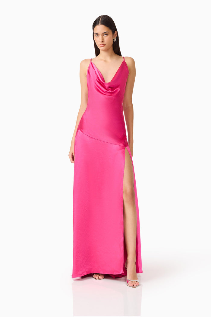 Erielle Cowl Neck Gown Fuchsia - Dress - Elliatt