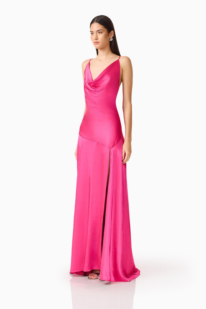 Erielle Cowl Neck Gown Fuchsia - Dress - Elliatt