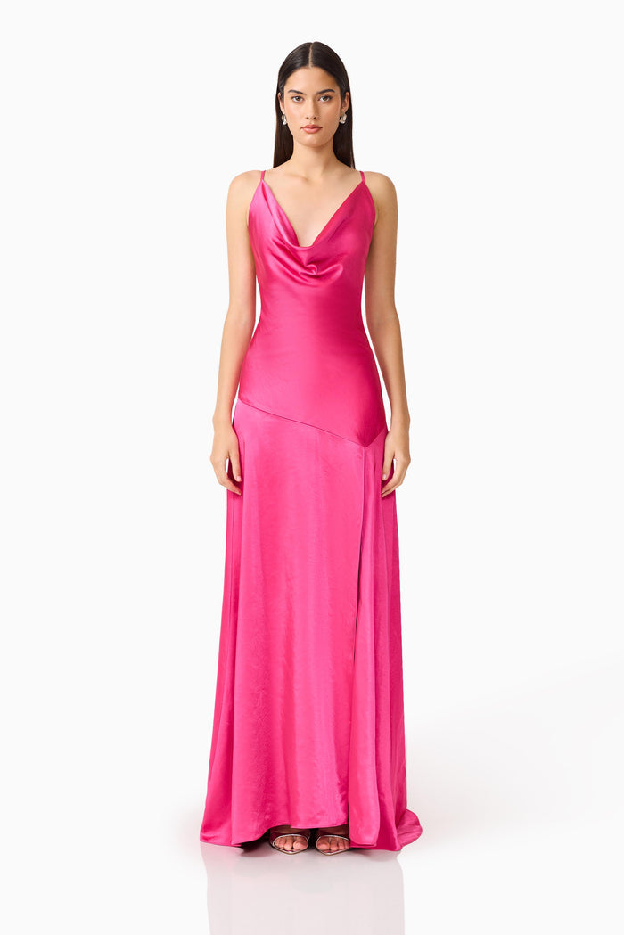 Erielle Cowl Neck Gown Fuchsia - Dress - Elliatt