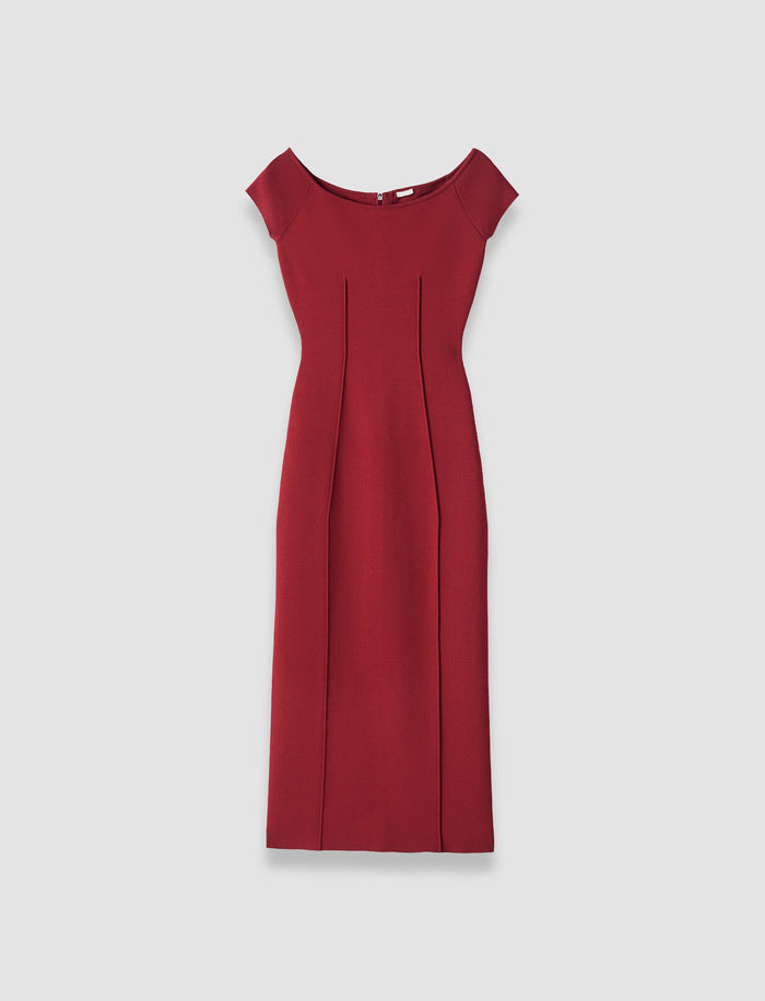 Red Foin Compact Milano Knit Dress - Joseph