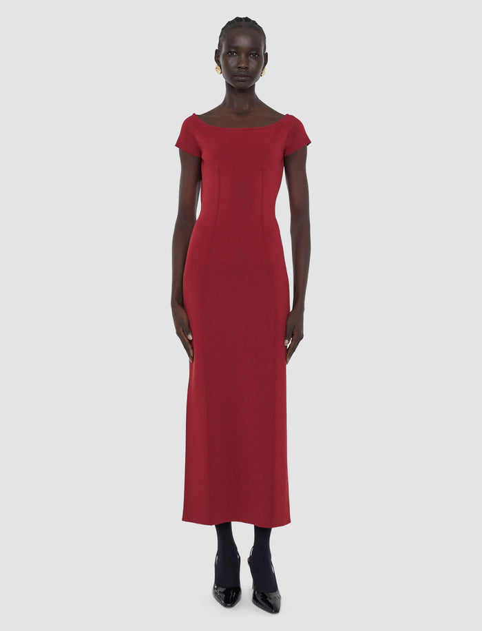 Red Foin Compact Milano Knit Dress - Joseph