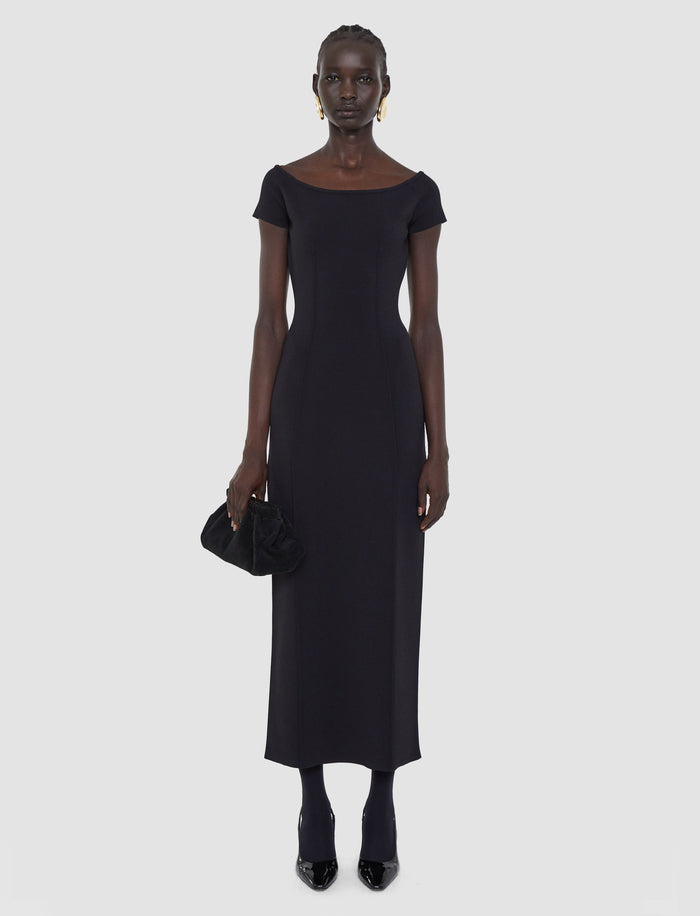 Black Foin Compact Milano Knit Dress - Joseph