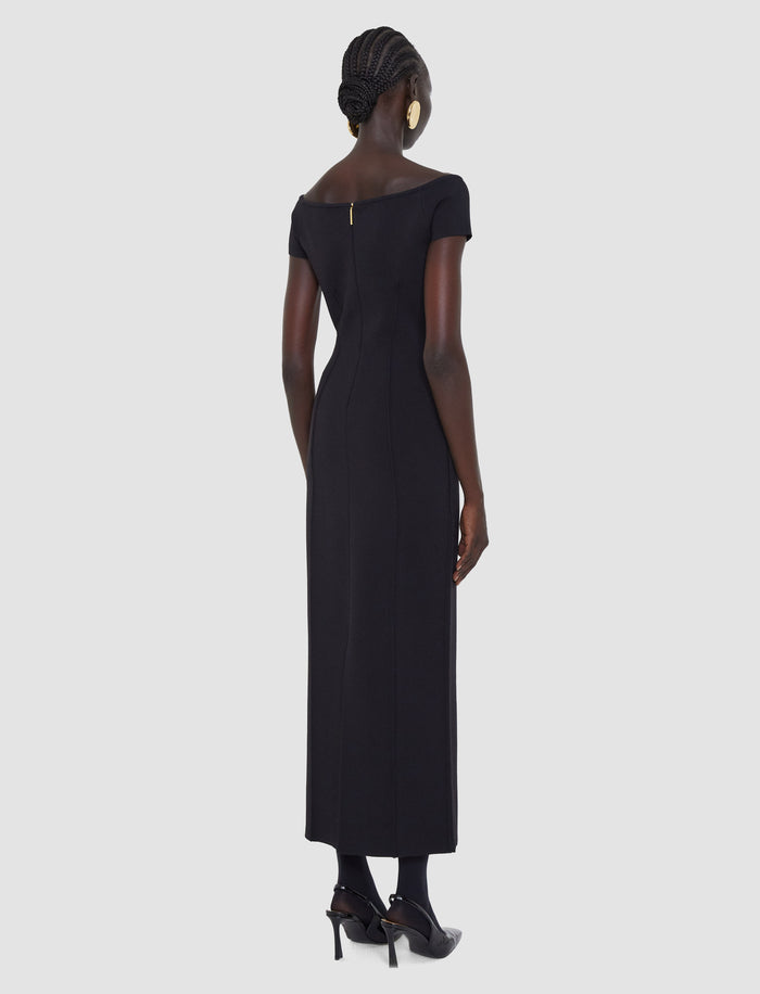 Black Foin Compact Milano Knit Dress - Joseph