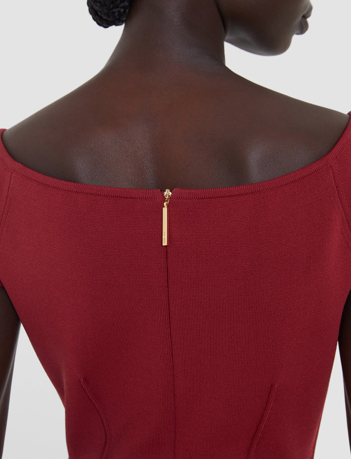 Red Foin Compact Milano Knit Dress - Joseph