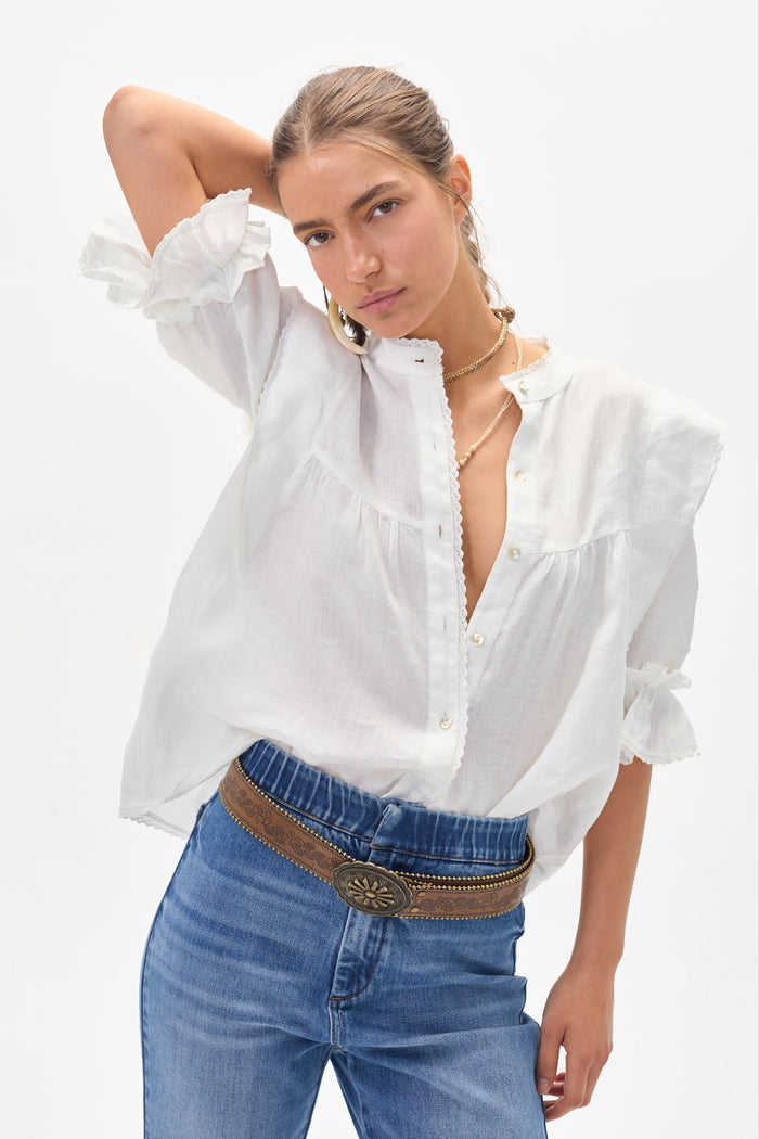 Folk Linen Shirt - Off White