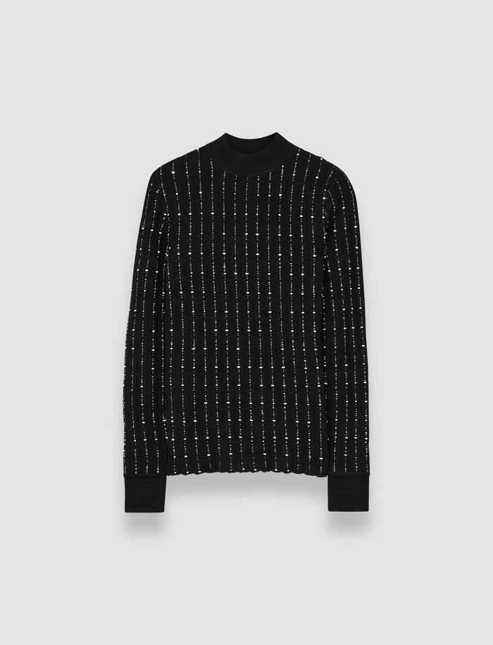 Fragmented Stripes Mock Neck Top