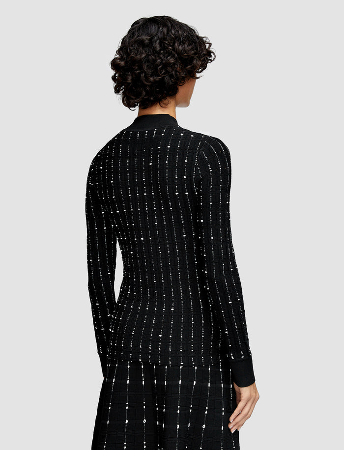 Fragmented Stripes Mock Neck Top