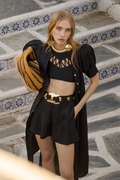 Frida Linen Shorts - Black