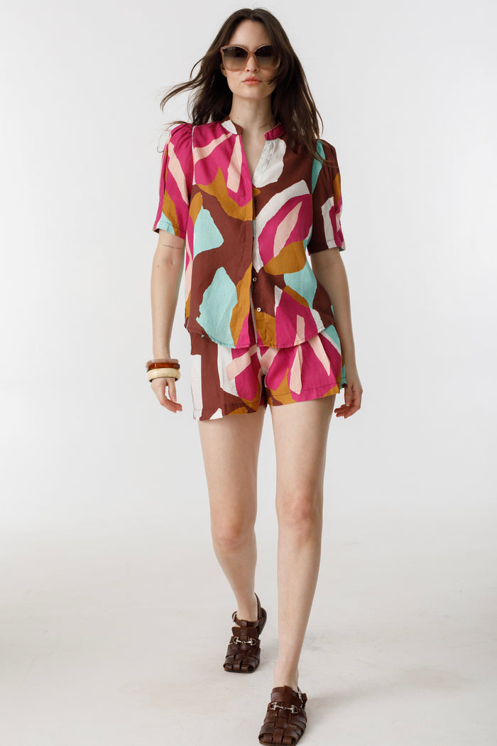 Frida Linen Shorts - Candela Print