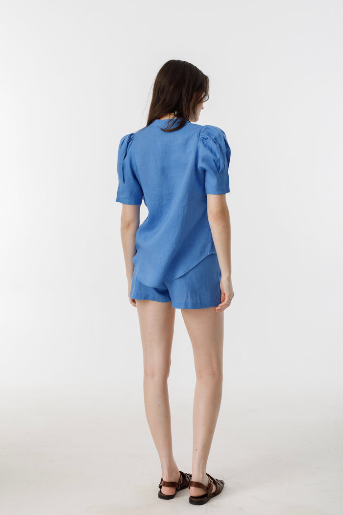 Frida Linen Shorts - Lanh Blue
