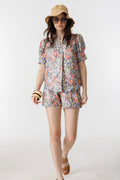 Frida Metallic Linen Shorts - Florece Print