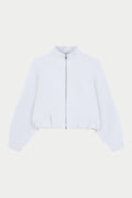 FUNNEL NECK BALLOON HEM ZIP THROUGH - GREY MARL
