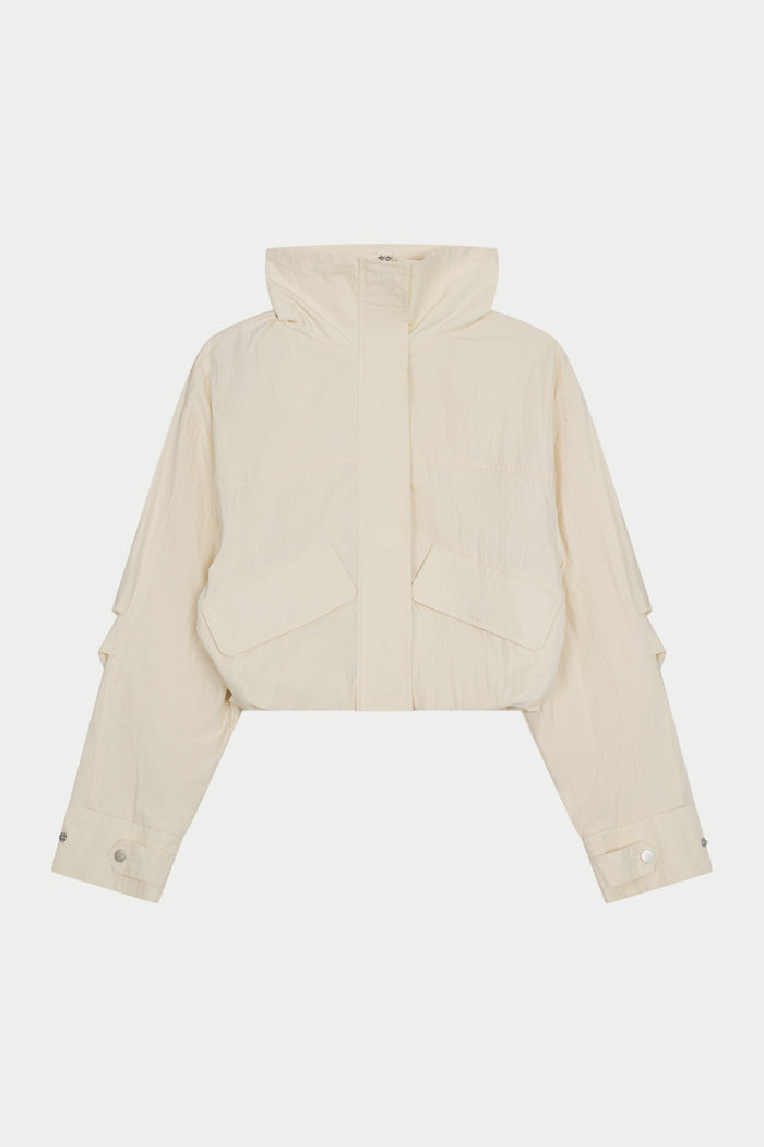 FUNNEL NECK SHELL JACKET - ECRU