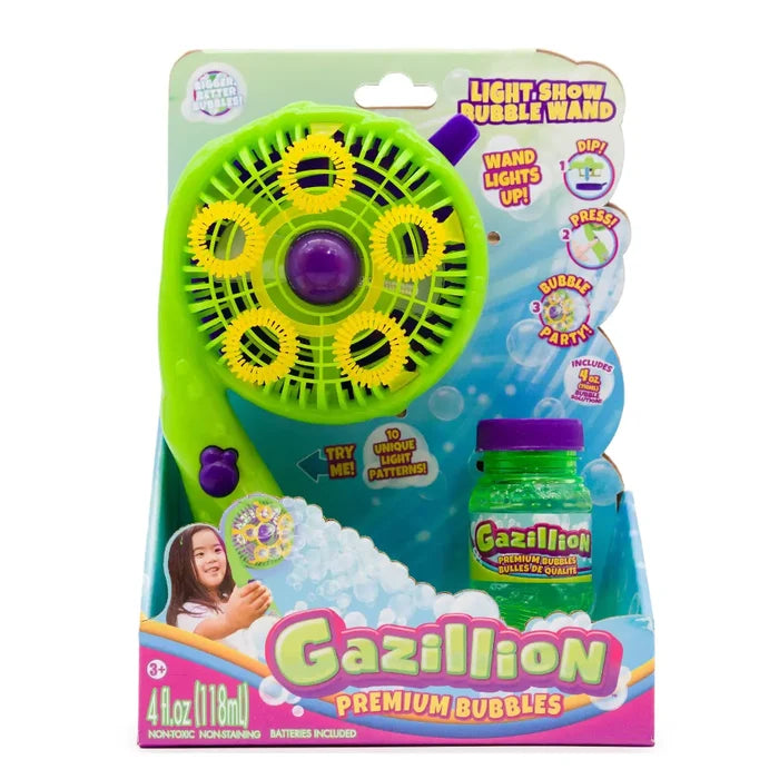 Gazillion Bubble Light Show Wand Bubble Toy for Kids, Battery Operated