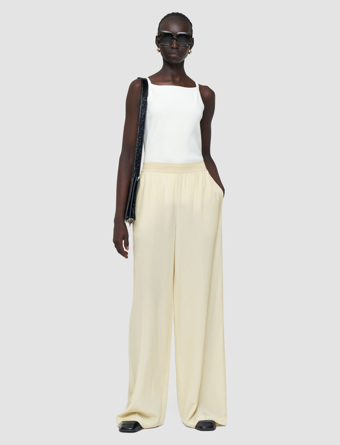 Beige Hulin Crepe de Soie Silk Trousers - Joseph