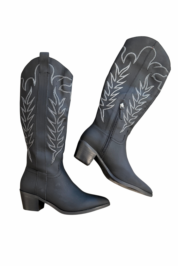 black matte cowboy boots, black cowboy boots, cowboy boots