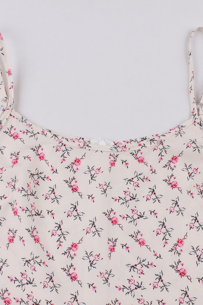 Ivory Floral A-line Slip Vinatge Dress