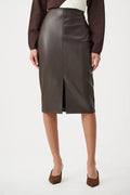 Joseph Ribkoff Bonded Leatherette Pencil Skirt in Mocha