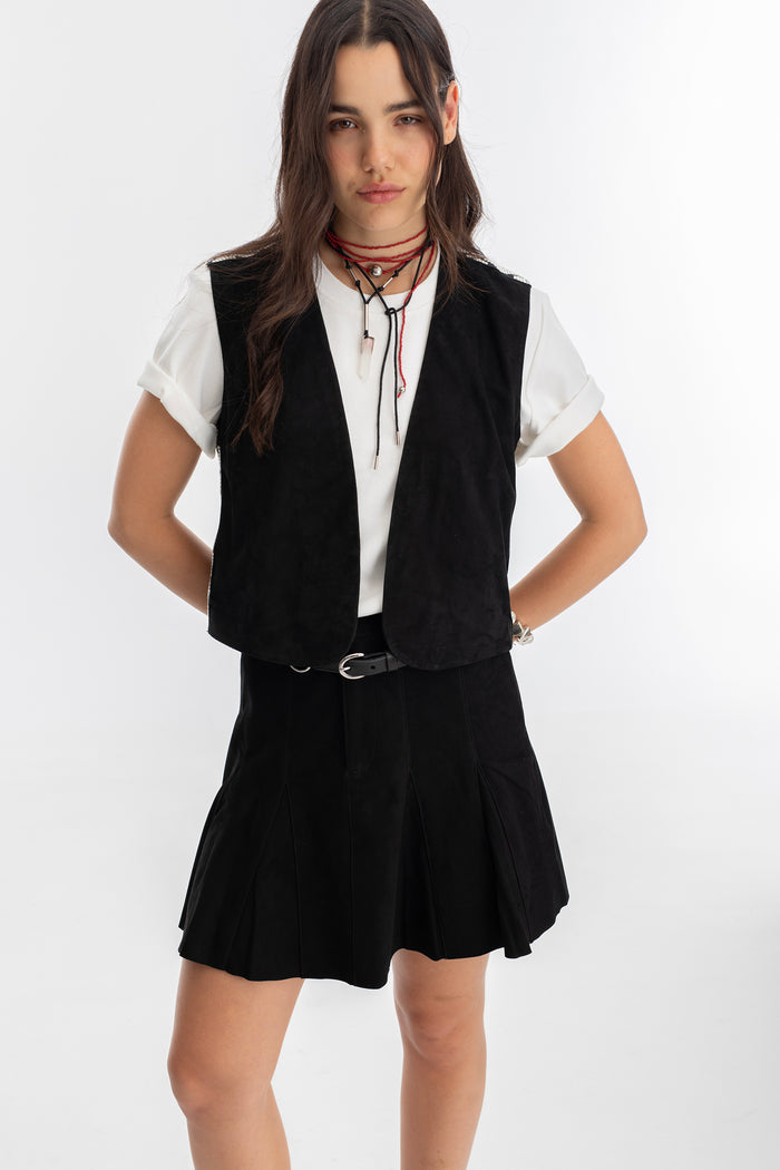 Juana Leather Skirt - Black
