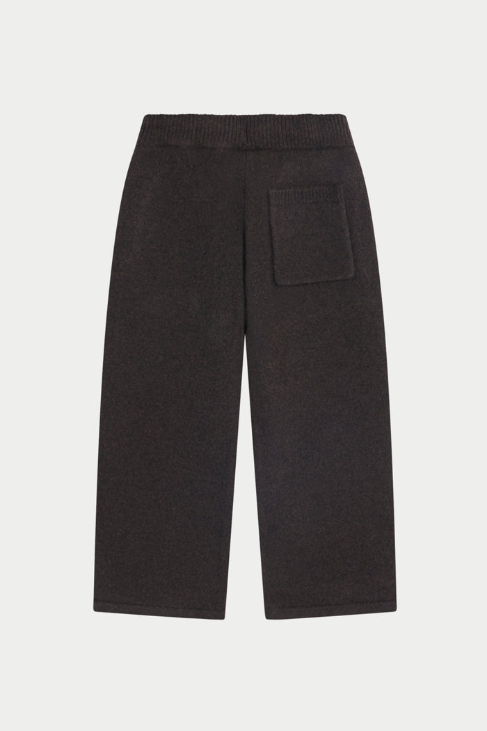 JUNIOR MONOGRAM EMBLEM FLUFFY KNIT JOGGERS - BROWN